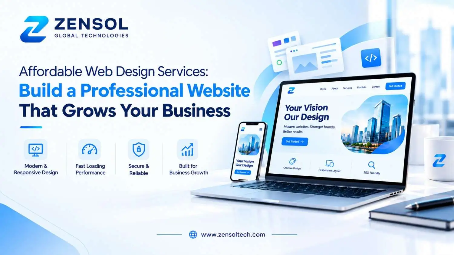 Affordable web design services by zensol technologies