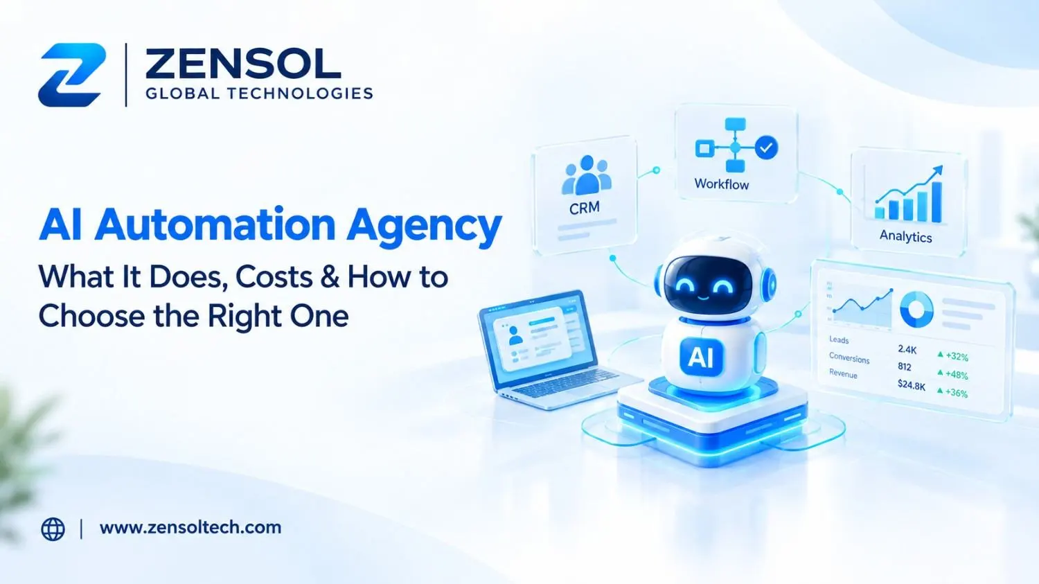 AI Automation Agency services, costs, and business solutions by Zensol Global Technologies.