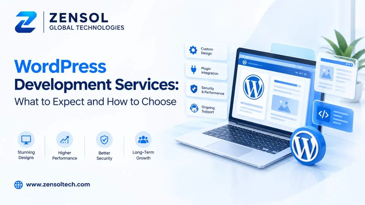 Zensol Technologies WordPress development services with custom design and security features