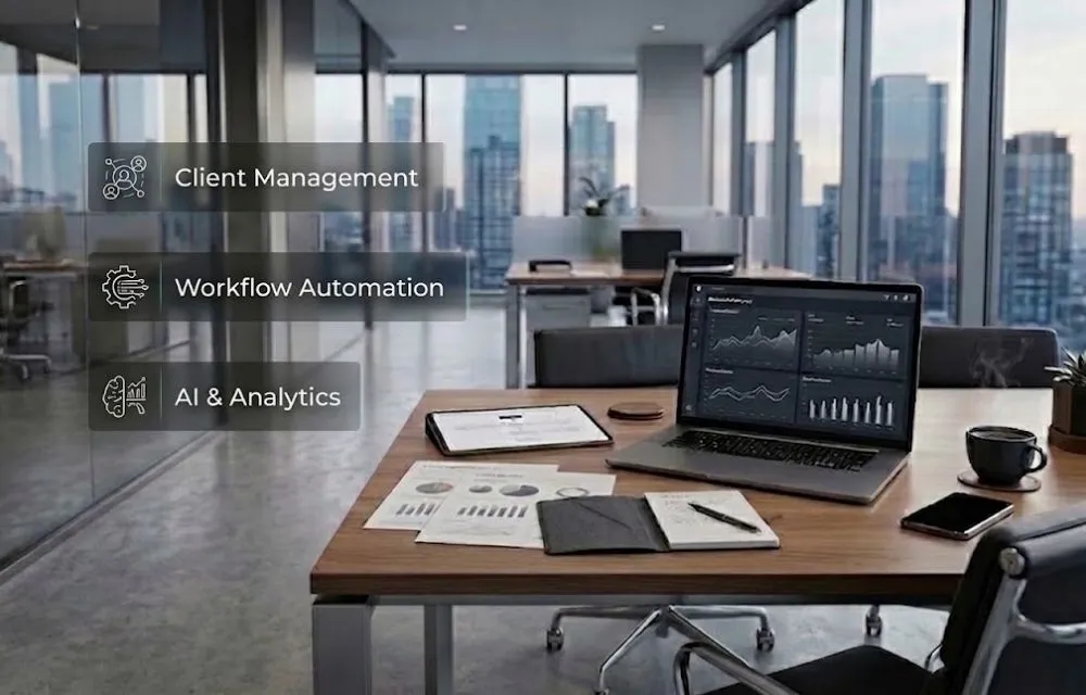 Professional services digital solutions for client management, workflow automation, AI & analytics