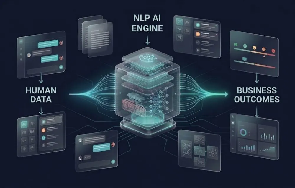 Natural language processing AI engine transforming human data into business insights